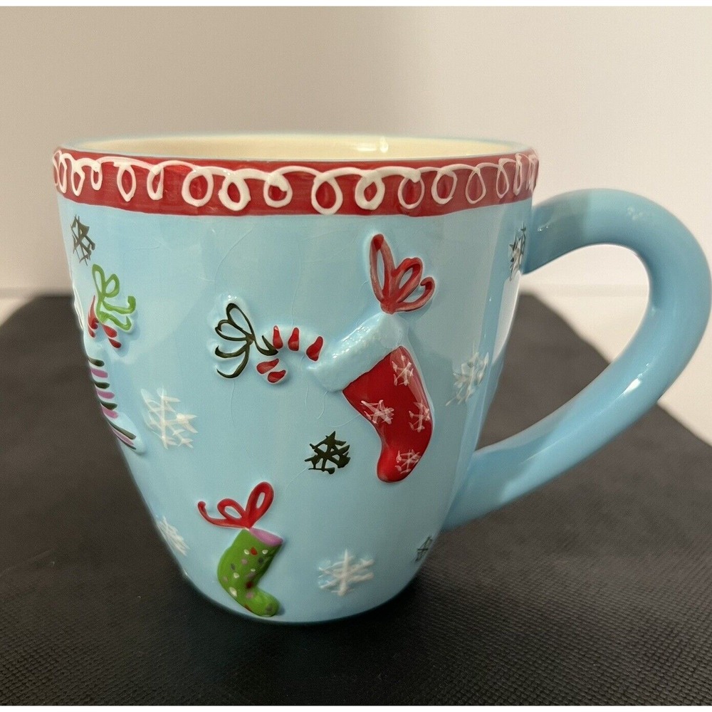 Christmas Stockings Snowflakes Coffee Mug-Oneida Holiday Dreams-Raised Design